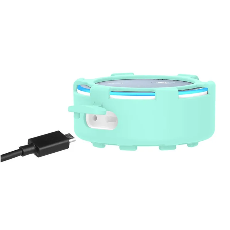 For Amazon Echo Dot 2 Silicone Cover Speaker Anti-slip Dust-proof Case - Mint Green