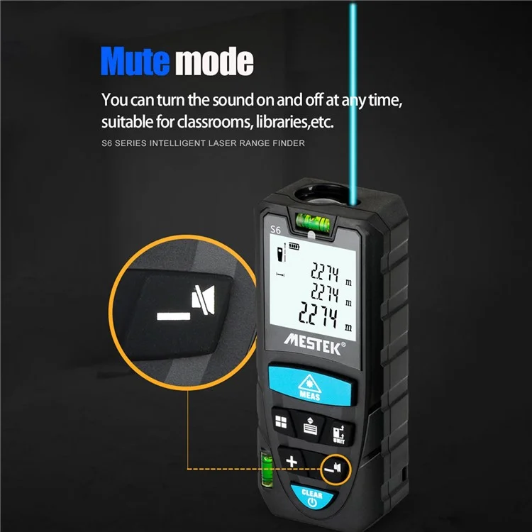 MESTEK S6 Multifunction Distance Meter Laser Measure Meter 50m/164ft Digital Screen Portable Area Volume Measure Tool