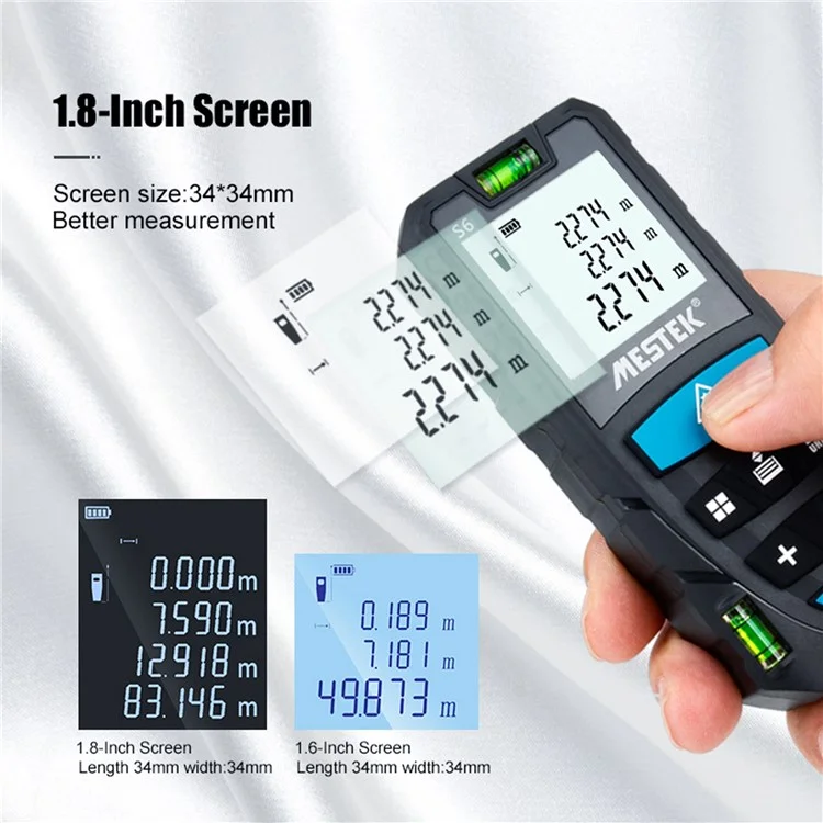 MESTEK S6 Distance Meter Laser Measure Meter 100m/328ft Distance Portable Digital Measure Tool for Distance, Area and Volume