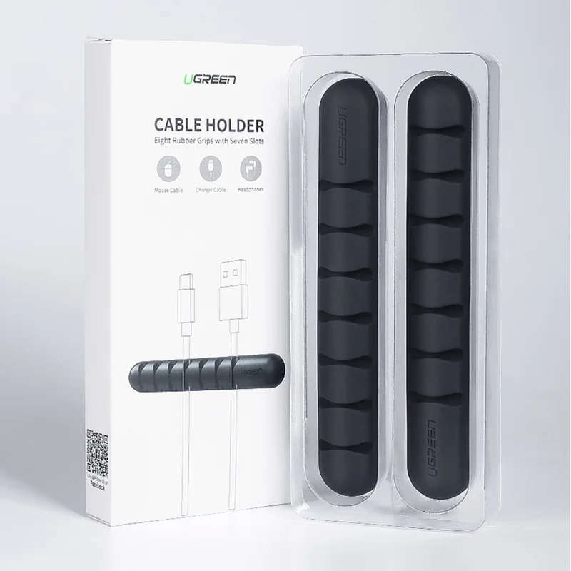 UGREEN 2Pcs Cable Organizer Clips Cord Holder 7 Slots Self Adhesive Silicone Cable Management