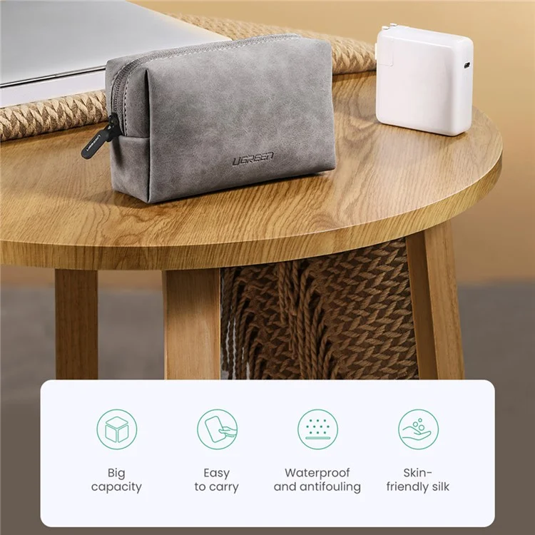 UGREEN 80359 Borsa da viaggio portatile in pelle PU per accessori digitali Storage Bag USB Cavo Adattatore di ricarica Auricolare Borsa da trasporto