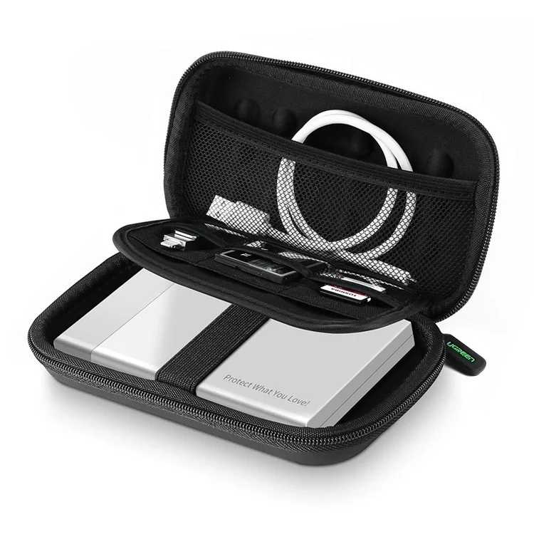 Ugreen 2,5 Pollici Esterno HDD SSD Storage Shock Protep Hard Case Per le Cuffie Del Caricatore Del Cavo USB di Alimentazione, 17.3x10.3x4,4 cm