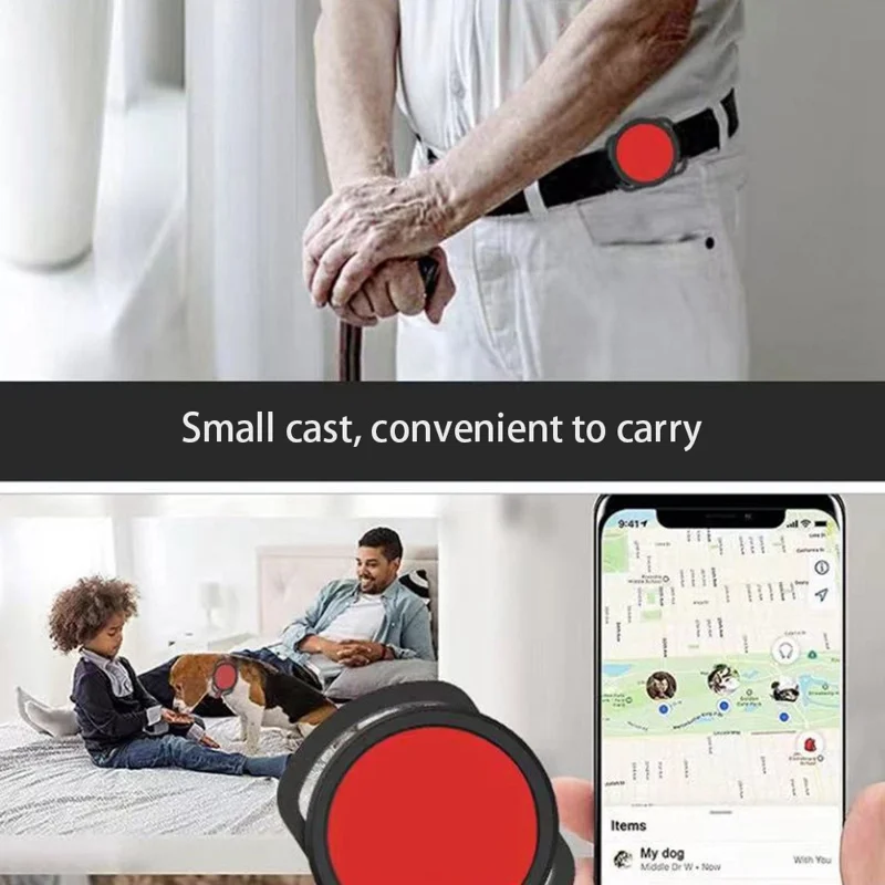 Storlek L, Anti-Lose skyddsfodral i gummerad silikon för Apple AirTag – Svart/Röd