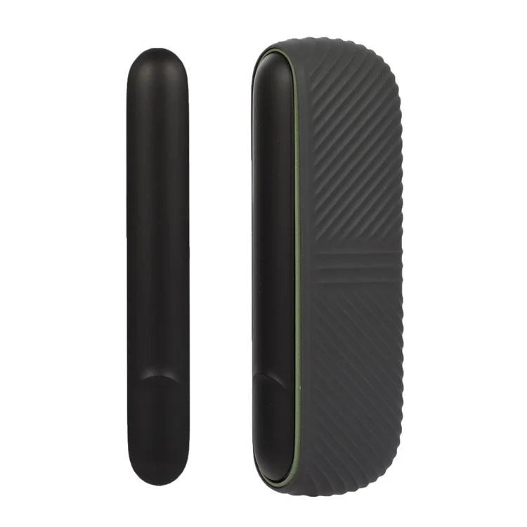 Per IQOS ILUMA E-cigarette Custodia protettiva in morbido silicone Anti-graffio Shell + Copertura laterale - Grigio scuro/Nero opaco