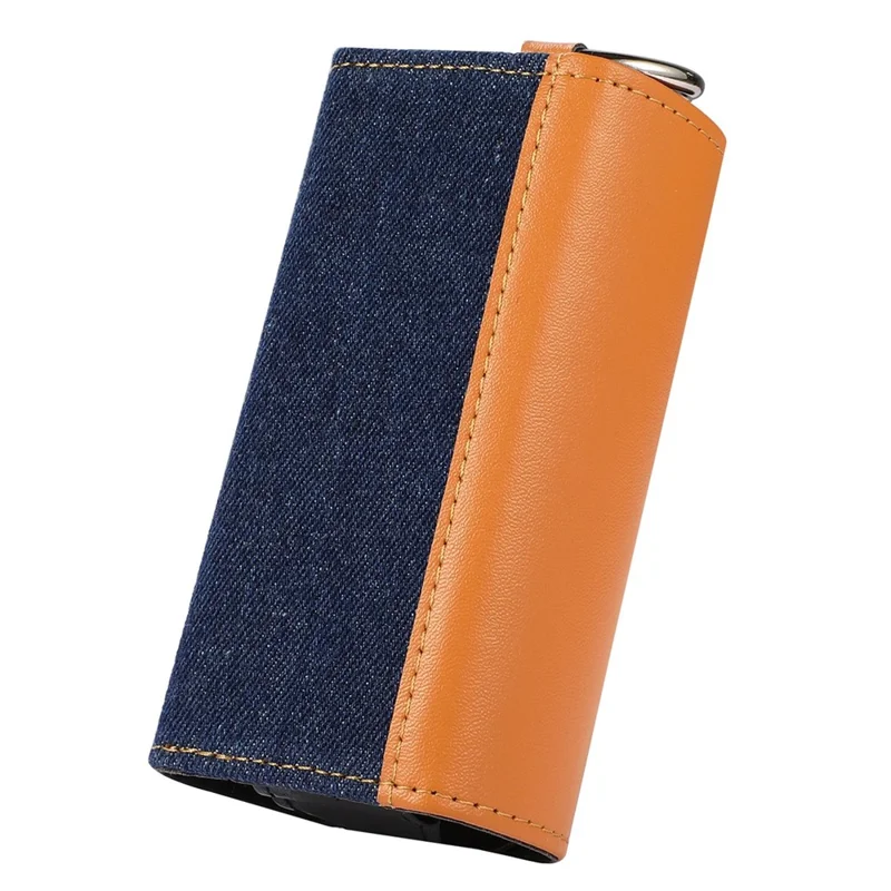 Für IQOS ILUMA E-Zigarette Tragbare Leder-Schutzhülle Stoßfeste Abdeckung Aufbewahrungstasche mit Ringverschluss - Braunes Leder/Dunkelblauer Jeans