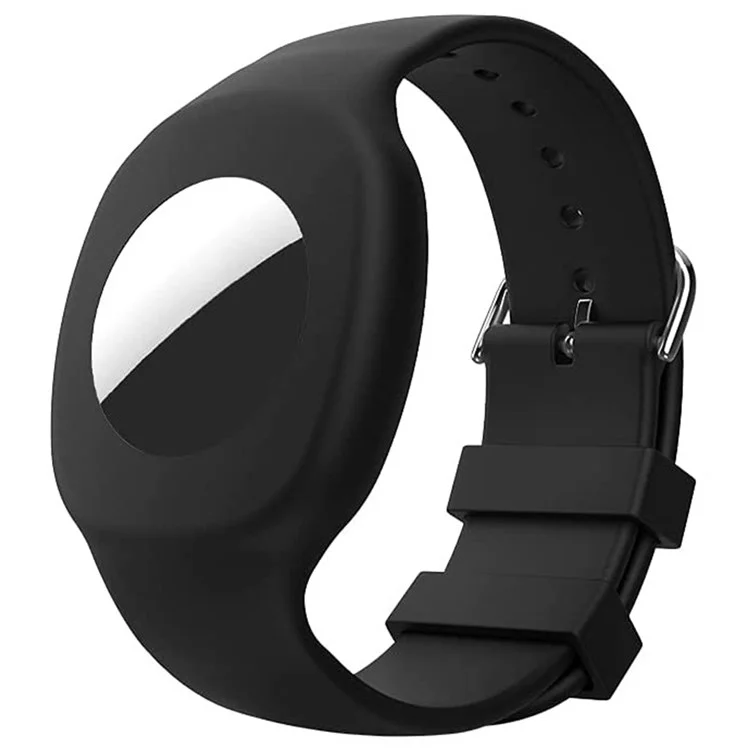 Watch Band Style Silicone Case for Apple AirTag Tracker, Kid Locator Anti-lost Protective Case Bracelet - Black