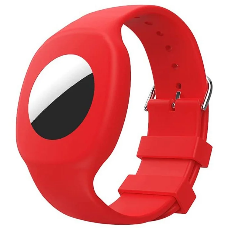 Mira la Caja de Silicona de Estilo de Banda Para Apple Airtag Tracker, Pulsera de Caja Protectora Anti-perdición Para Niños - Rojo