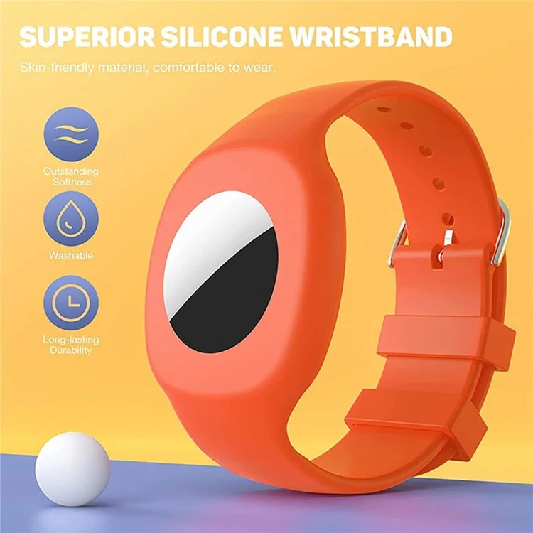 Mira la Caja de Silicona de Estilo de Banda Para Apple Airtag Tracker, Pulsera de Caja Protectora Anti-perdición Para Niños - Rojo
