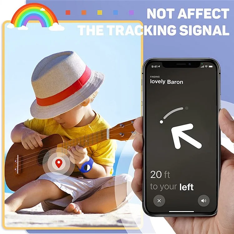 Mira la Caja de Silicona de Estilo de Banda Para Apple Airtag Tracker, Pulsera de Caja Protectora Anti-perdición Para Niños - Rojo