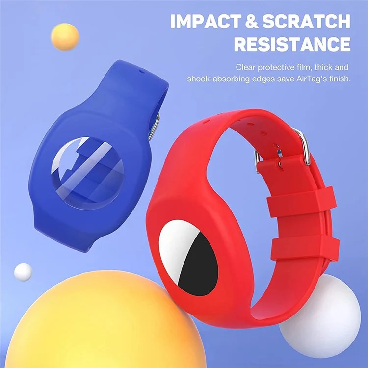 Mira la Caja de Silicona de Estilo de Banda Para Apple Airtag Tracker, Pulsera de Caja Protectora Anti-perdición Para Niños - Rojo