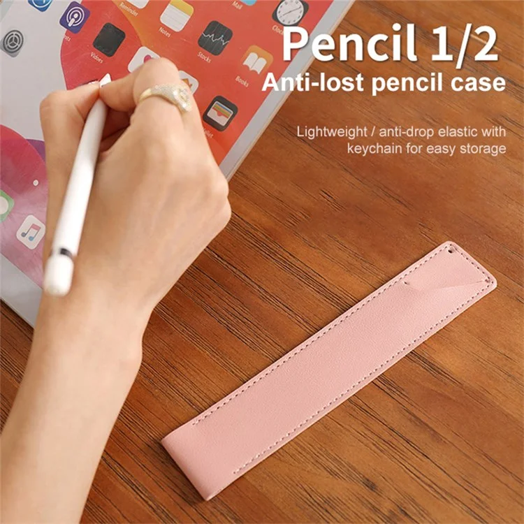 Para Apple Pencil (primera / Segunda Generación) Pluma De Contacto Pu Funda De Cuero Bolsa Anti - Caída - Rosa