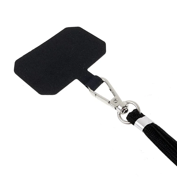 Universal Phone Lanyard Neck Strap with Patch Smartphone Crossbody Body Adjustable Shoulder Strap - Black