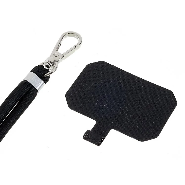 Universal Phone Lanyard Neck Strap with Patch Smartphone Crossbody Body Adjustable Shoulder Strap - Black