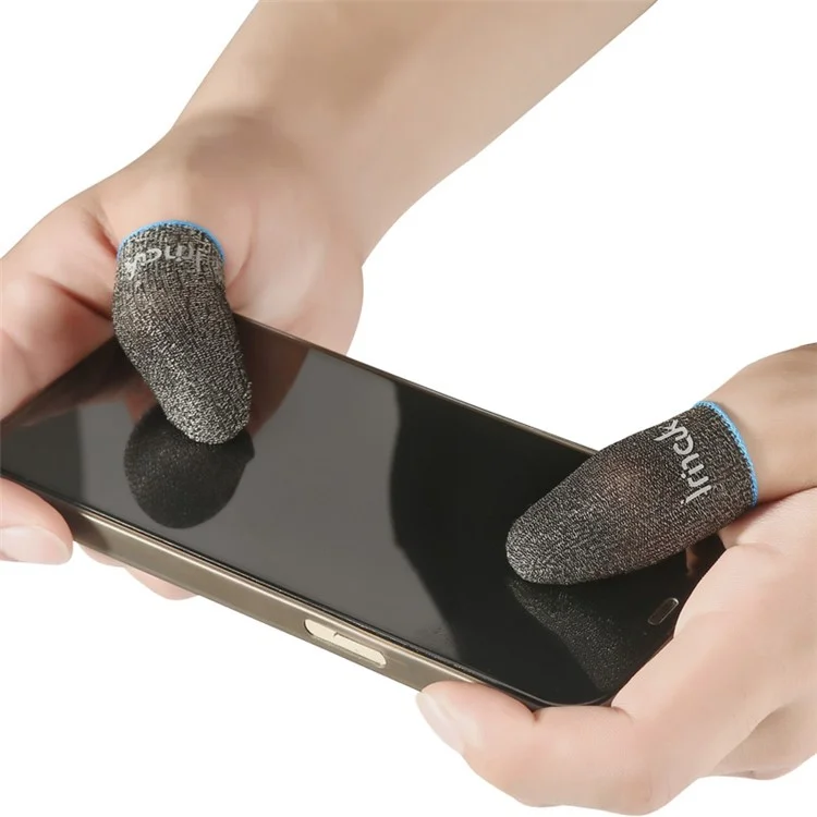 IMAK 1 Pair Finger Sleeve Breathable Sensitive Sweat-proof Silver Fiber Gaming Finger Cover for PUBG Mobile Game - Black