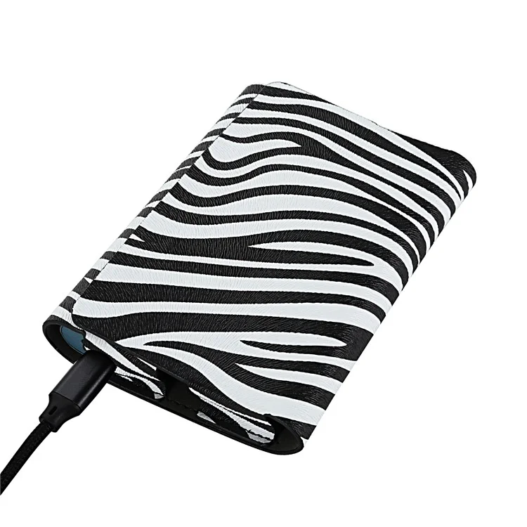Bolsa de almacenamiento de piel sintética para IQOS ILUMA One, caja portátil de cigarrillos con estampado, Zebra / Negro