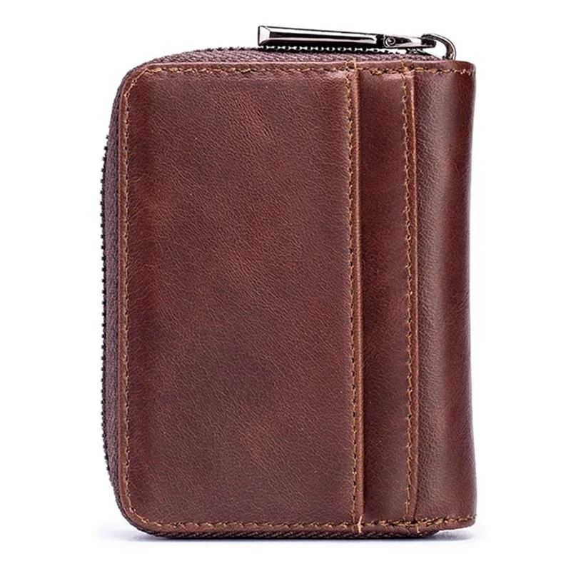 BULLCAPTAIN 05 Mini Wallet Top-Layer Cowhide Leather RFID Blocking Card Pouch Coin Storage Bag - Coffee