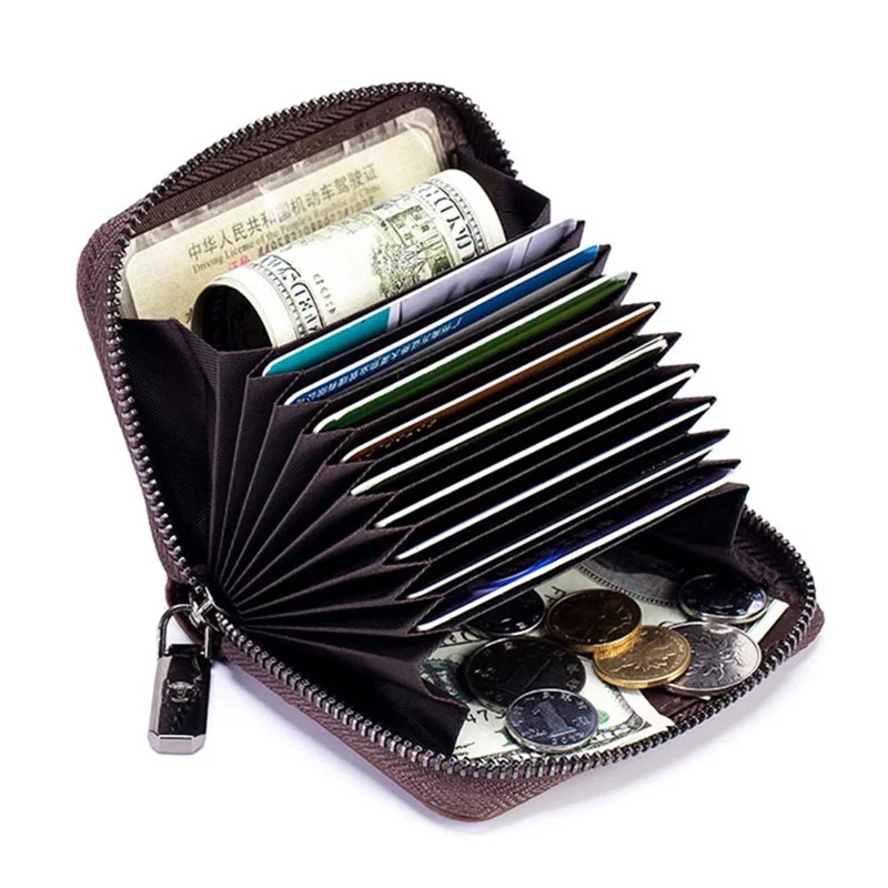 BULLCAPTAIN 05 Mini Wallet Top-Layer Cowhide Leather RFID Blocking Card Pouch Coin Storage Bag - Coffee