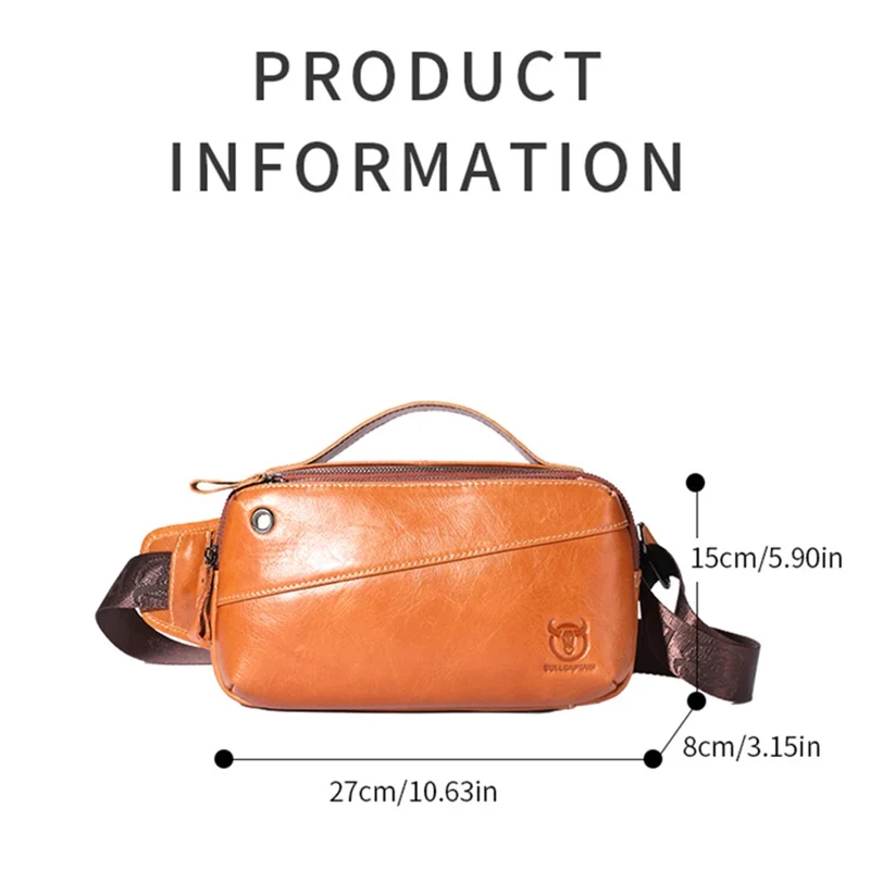BULLCAPTAIN 080 Retro Bauchtasche Oberleder Leder Brusttasche Umhängetasche für Reisen, Wandern, Geschäftsreise - Orange