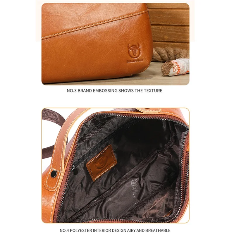 BULLCAPTAIN 080 Retro Bauchtasche Oberleder Leder Brusttasche Umhängetasche für Reisen, Wandern, Geschäftsreise - Orange