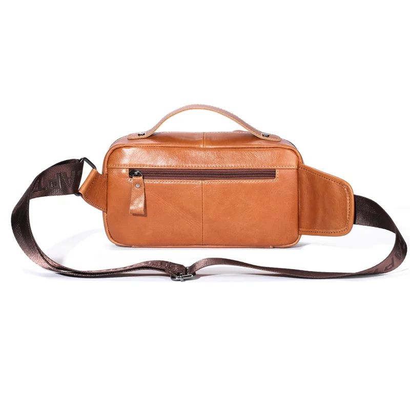 BULLCAPTAIN 080 Retro Bauchtasche Oberleder Leder Brusttasche Umhängetasche für Reisen, Wandern, Geschäftsreise - Orange