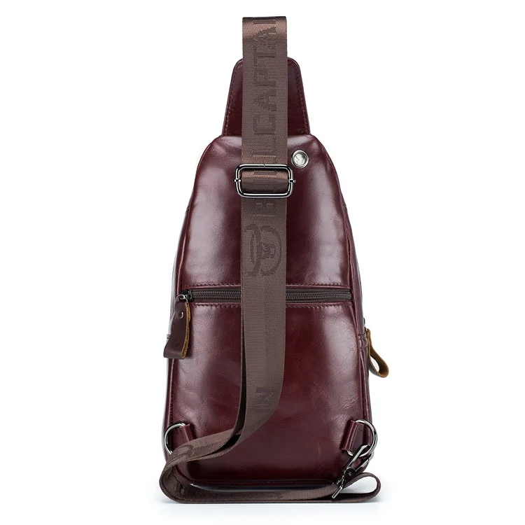 BULLCAPTAIN 100 Bolsa de Peito de Couro de Vaca da Camada Superior Esportiva - Café