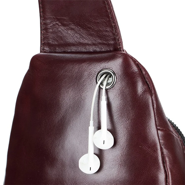BULLCAPTAIN 100 Bolsa de Peito de Couro de Vaca da Camada Superior Esportiva - Café
