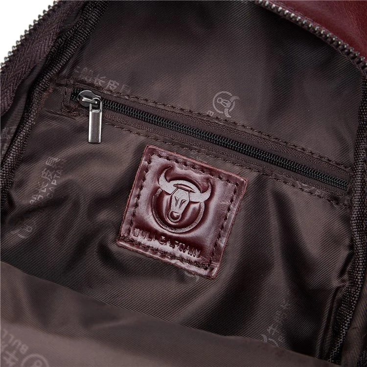 BULLCAPTAIN 100 Bolsa de Peito de Couro de Vaca da Camada Superior Esportiva - Café