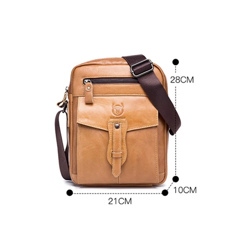 BULLCAPTAIN 053 Business Style Shoulder Bag Top-Layer Cowhide Leather Travel  Bag Large Crossbody Bag, Size: L - Black