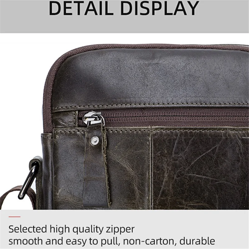 BULLCAPTAIN 035 Crossbody Shoulder Bag Top-Layer Cowhide Leather Tablet Storage Bag - Iron Color