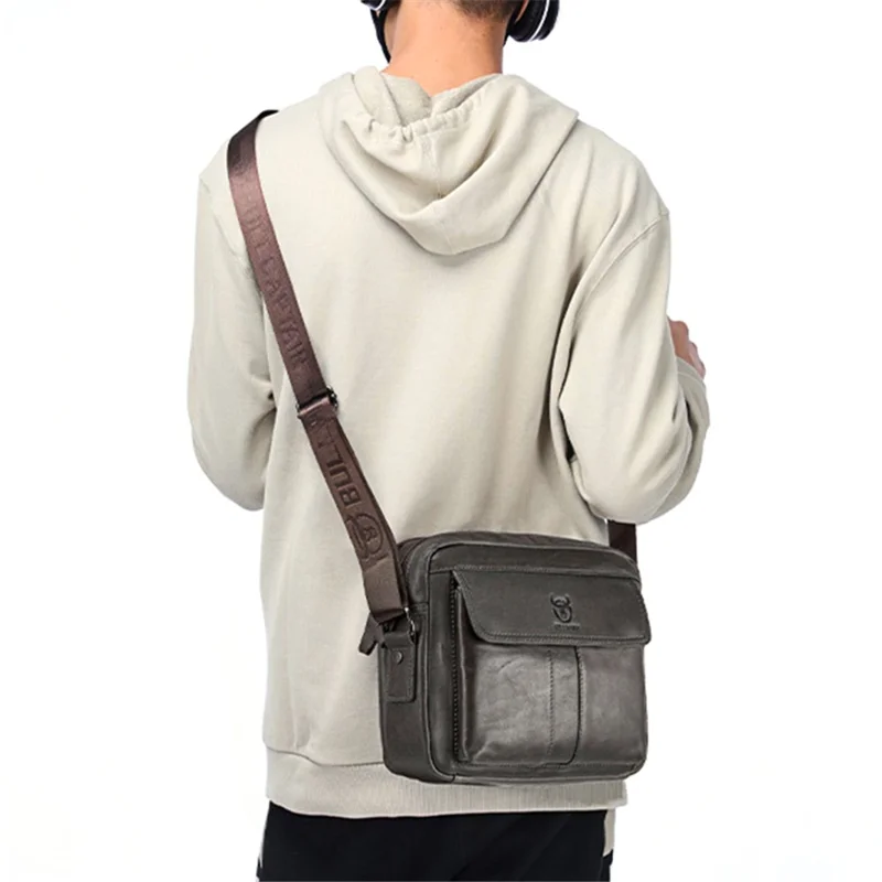 Bullcaptain 035 Crossbody-umhängetasche Top-layer-kuhladen-leder-tablet-aufbewahrungstasche - Eisenfarbe