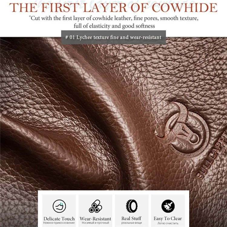 Bullcaptain 048 Top-Layer Cowhide Кожаная Ноутбук Сумочка на Плечах Сумки Для Бизнеса Портфель Мессенджер Сумки Тота - Коричневый