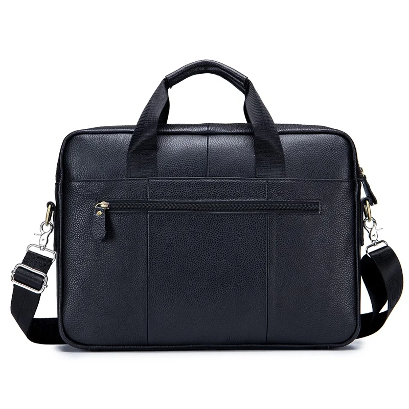 BULLCAPTAIN 048 Top-Layer Cowhide Leather Laptop Handbag Shoulder Bag Business Briefcase Messenger Tote Bag - Black