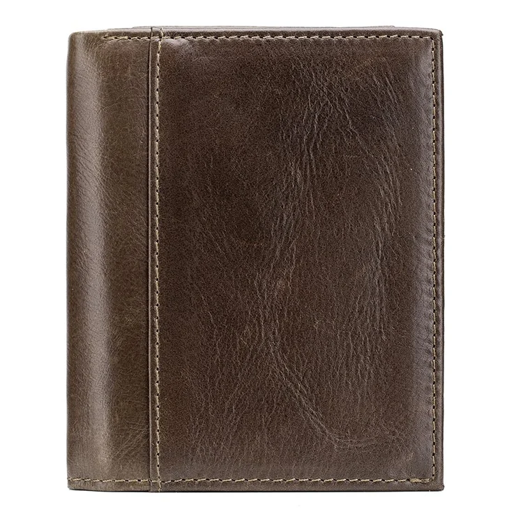 BULLCAPTAIN 037 RFID Blocking Wallet Top-Layer Cowhide Leather Card Carrying Pouch Coin Storage Bag - Marrone