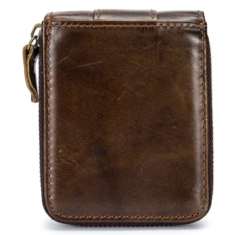 BULLCAPTAIN 025 RFID Blocking Wallet Card Pouch Top-Layer Cowhide Leather Coin Storage Bag - Marrón