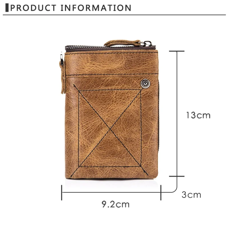 BULLCAPTAIN 013 Portfelik z naturalnej skórzanego jodła z retro fakturą, etui na karty, worek na monety