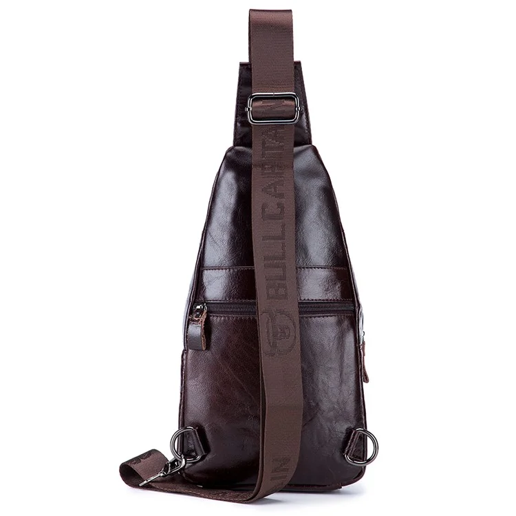 BULLCAPTAIN 105 Bolsa de Ombro de Couro de Vaca Camada Superior Masculina Casual Esportiva, Tamanho S - Café