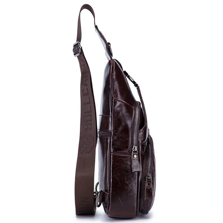 BULLCAPTAIN 105 Bolsa de Ombro de Couro de Vaca Camada Superior Masculina Casual Esportiva, Tamanho S - Café