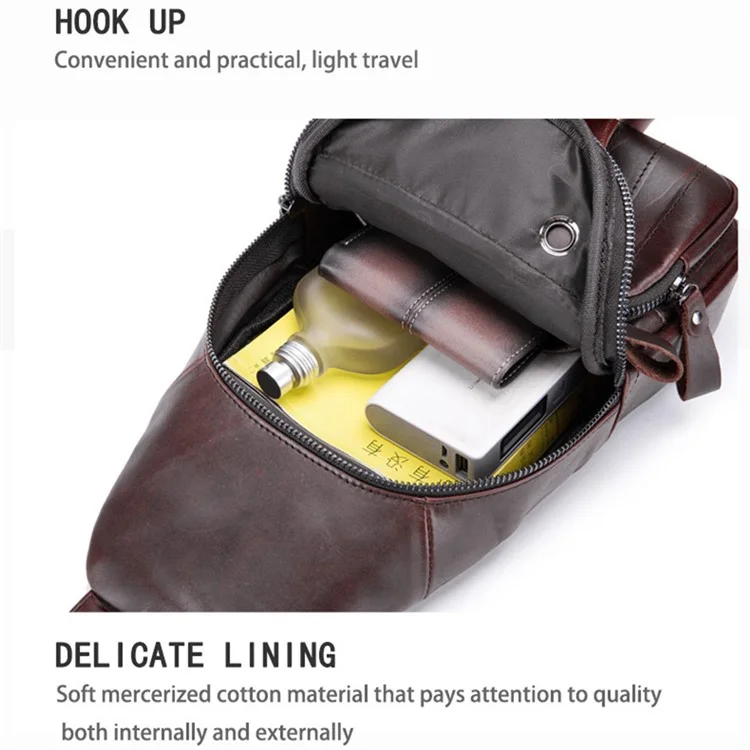 BULLCAPTAIN 105 Bolsa de Ombro de Couro de Vaca Camada Superior Masculina Casual Esportiva, Tamanho S - Café