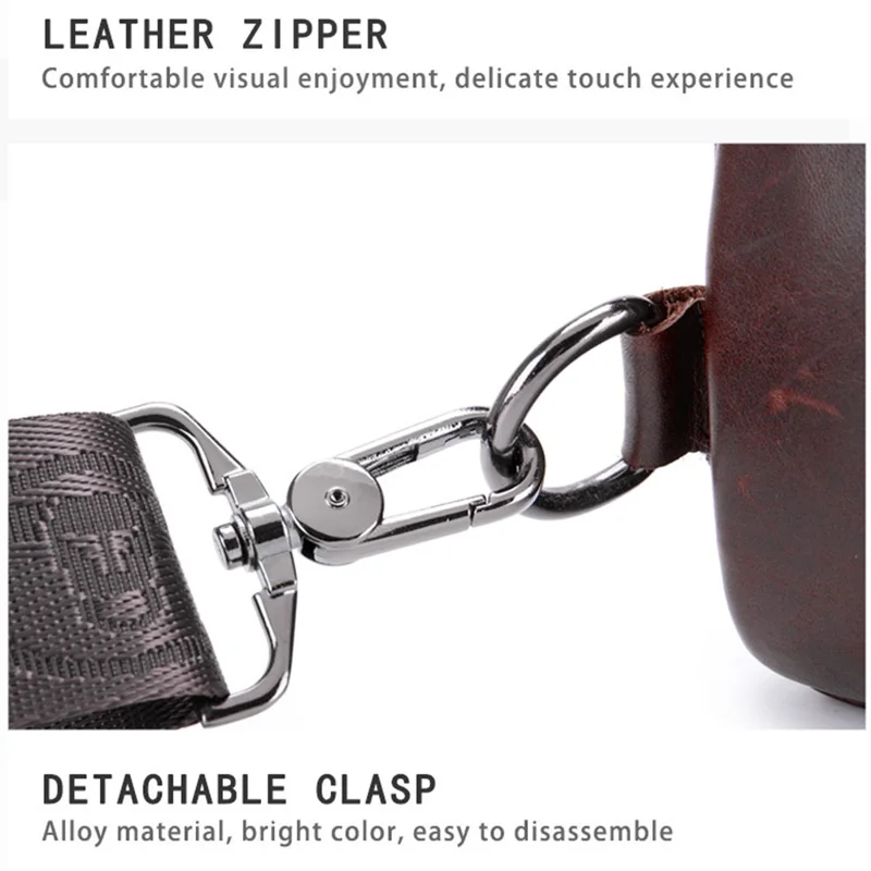 BULLCAPTAIN 105 Lässige Sport Herren Brustbeutel Oberleder Leder Einzelschulterbeutel, Größe L - Kaffee