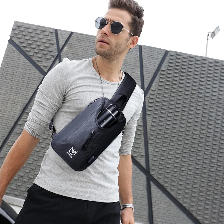 BULLCAPTAIN 0113 Hommes Sac à bandoulière en toile Oxford Imperméable Sport Casual - Lignes blanches