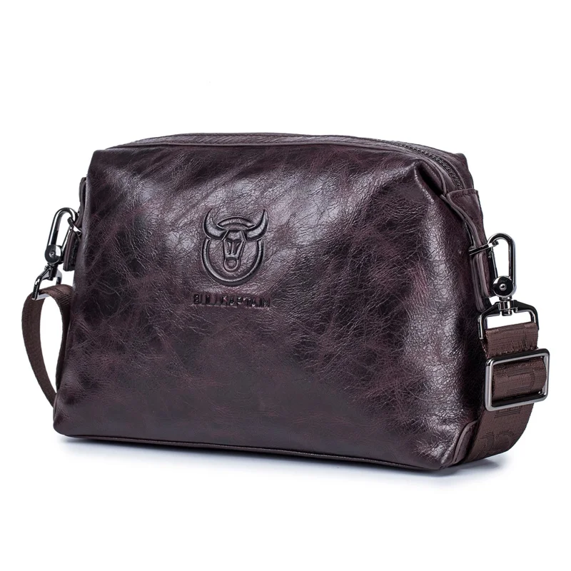 BULLCAPTAIN 0304 Bolsa de Hombro Impermeable de Capa Superior de Cuero de Vaca - Café