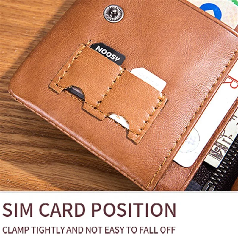 BULLCAPTAIN 051 Folding Wallet Top-Layer Cowhide Leather Card Carrying Pouch Coin Bag - Yellowish-brown