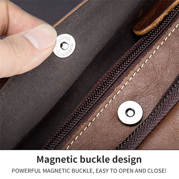 BULLCAPTAIN 125 Sport Casual Men Chest Bag Top Layer Cowhide Crossbody Single Shoulder Bag - Marrom