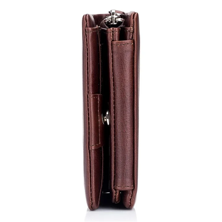 BULLCAPTAIN 02 Cartera de Cuero de Vaca de Capa Superior para Hombres de Tres Pliegues - Café