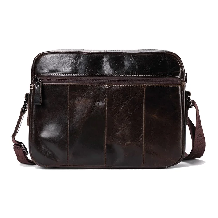BULLCAPTAIN 0309 Bolsa Mensageiro Casual Masculina Couro Legítimo de Primeira Camada Bolsa Transversal de Ombro Único - Marrom Escuro 