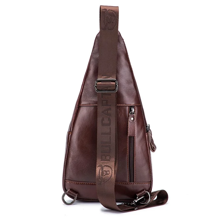 BULLCAPTAIN 086 Bolso de Pecho de Cuero Vacuno de Primera Capa Estiloso y Casual para Hombres, Bolso Cruzado de Hombro Único - Marrón