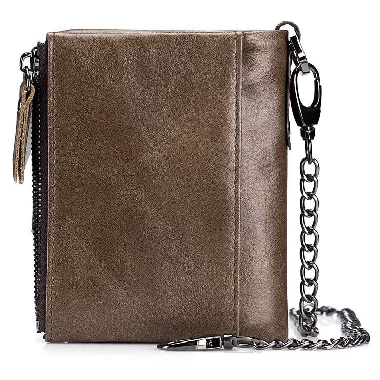 BULLCAPTAIN 0201 Portefeuille en cuir de vache de première couche RFID Blocking Card Storage Bag - Café