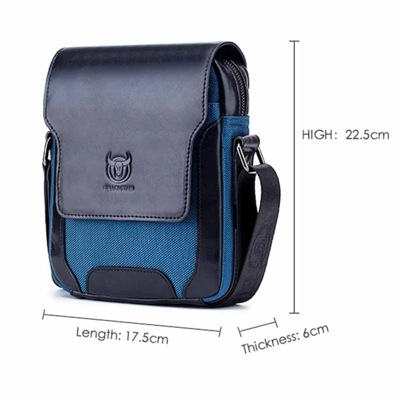 BULLCAPTAIN 999 Cowhide Leather Messenger Bag Zipped Pockets Crossbody Purse Bag for Work Business Travel - Black
