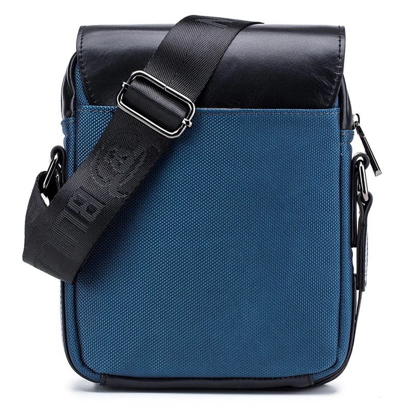 BULLCAPTAIN 999 Cowhide Leather Messenger Bag Zipped Pockets Crossbody Purse Bag for Work Business Travel - Black