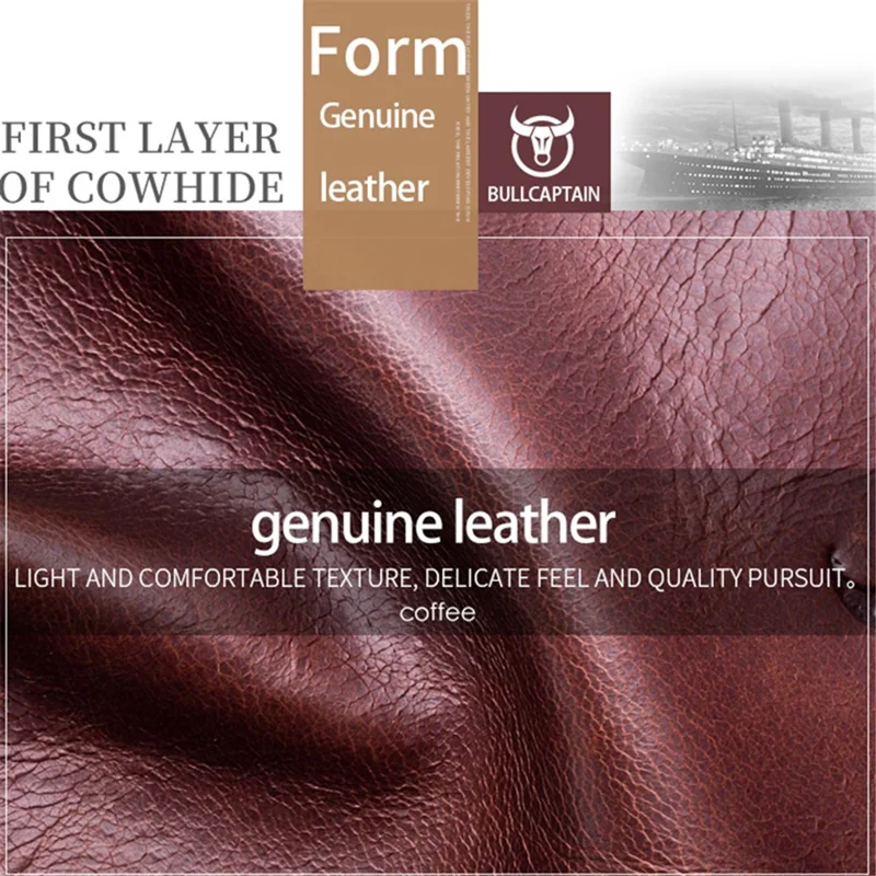 BULLCAPTAIN 029 Stylowy portfel ze skóry bydlęcego pierwszej warstwy, składany, z wieloma slotami na karty, z woreczkiem na monety - Brązowy